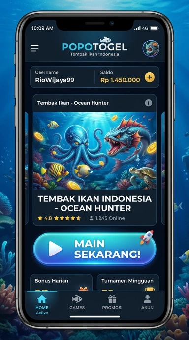 Tampilan antarmuka aplikasi popotogel yang menarik dan sederhana.